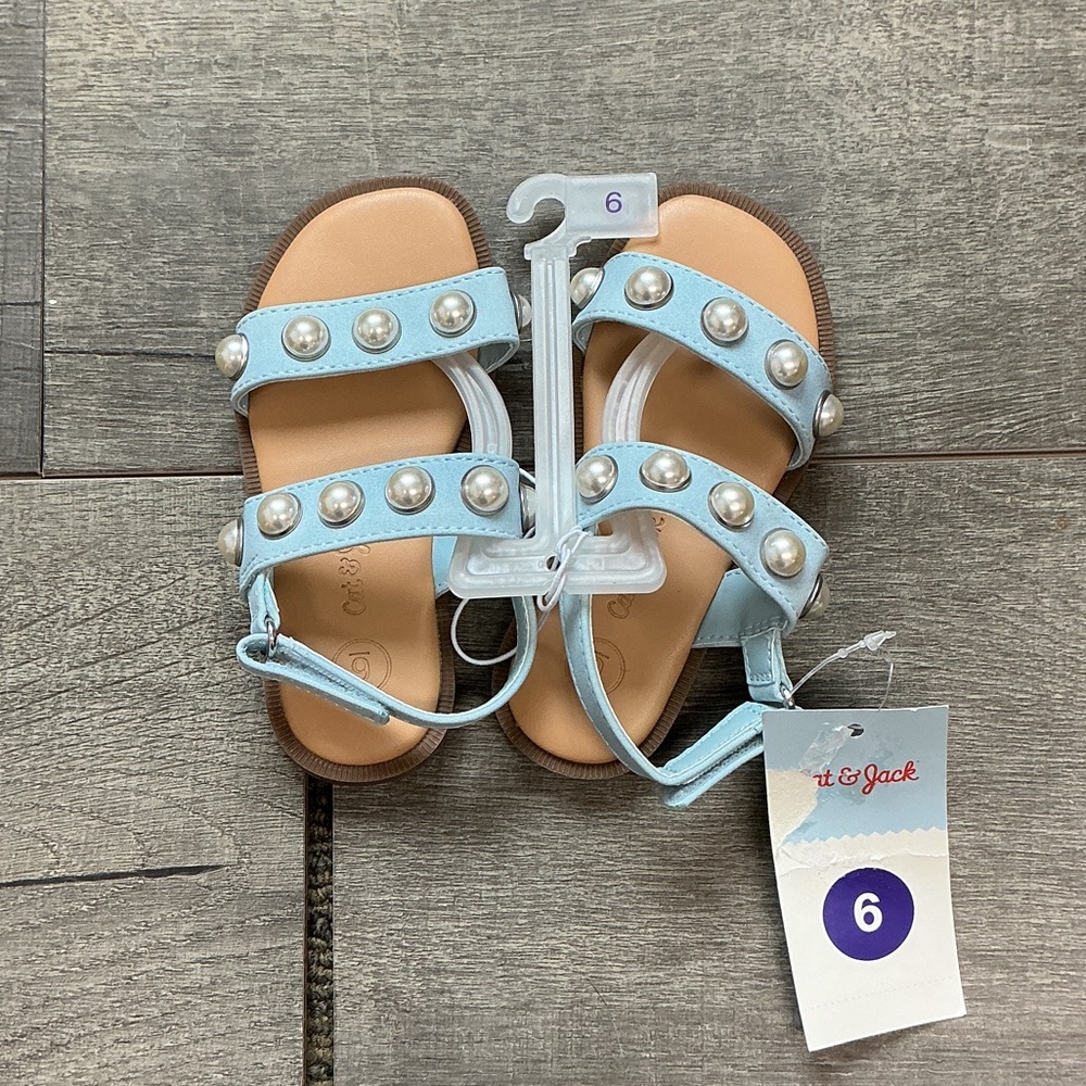 Cat & Jack Light Blue Kids Sandals with Pearl Accents